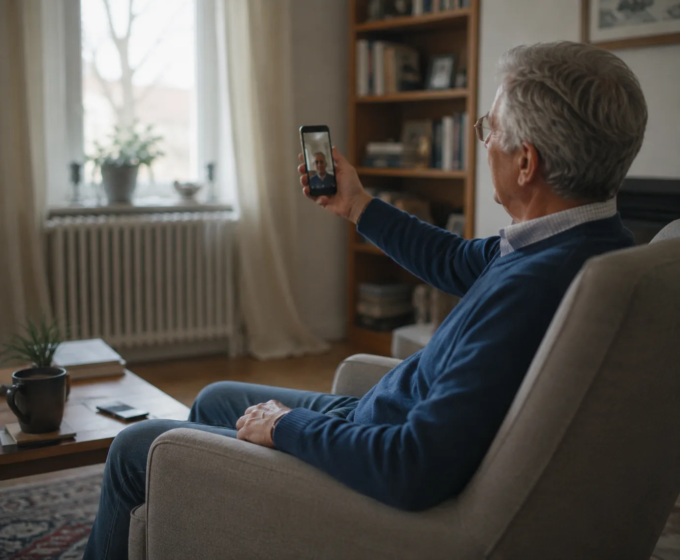 Een verteller neemt een verhaal op met zijn telefoon